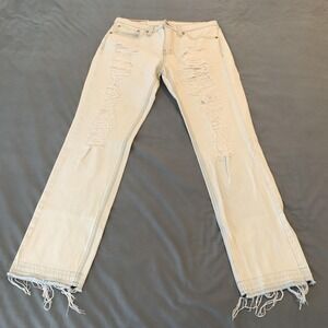 Levis 511 Jeans Mens 32x30 White Light Wash Slim Fit Stretch Distressed Denim